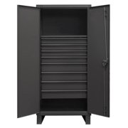 12 Gauge Recessed Door Style Lockable Cabinet with 1 Fixed Shelf & 8 Drawers, Gray - 36 in.