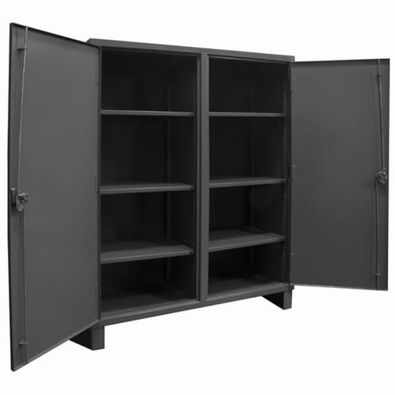 12 Gauge Recessed Door Style Lockable Shelf Cabinet with 6 Adjustable Shelves, Gray - 60 in.