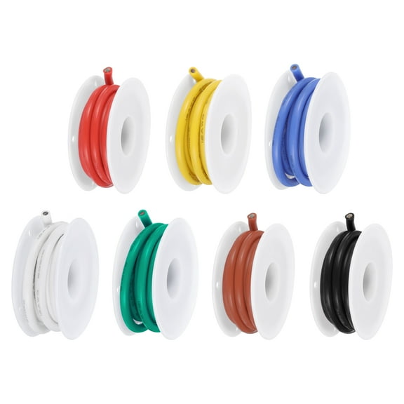 12 Gauge Silicone Wire 12AWG Stranded Wire Tinned Copper Wire High Temp Wire Spool 7 Color 1.5m/4.92ft 7pcs