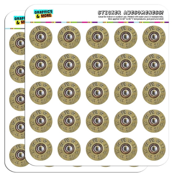 12 Gauge Spent Shell (Image Only) 1" Scrapbooking Crafting Stickers
