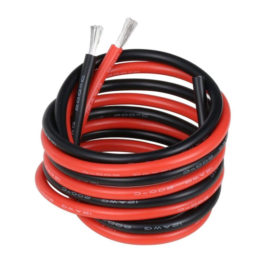 12 Gauge Stranded Copper Wire 10 ft Red and 10 ft Black Flexible Silicone 12 AWG Wire - Electronix Express