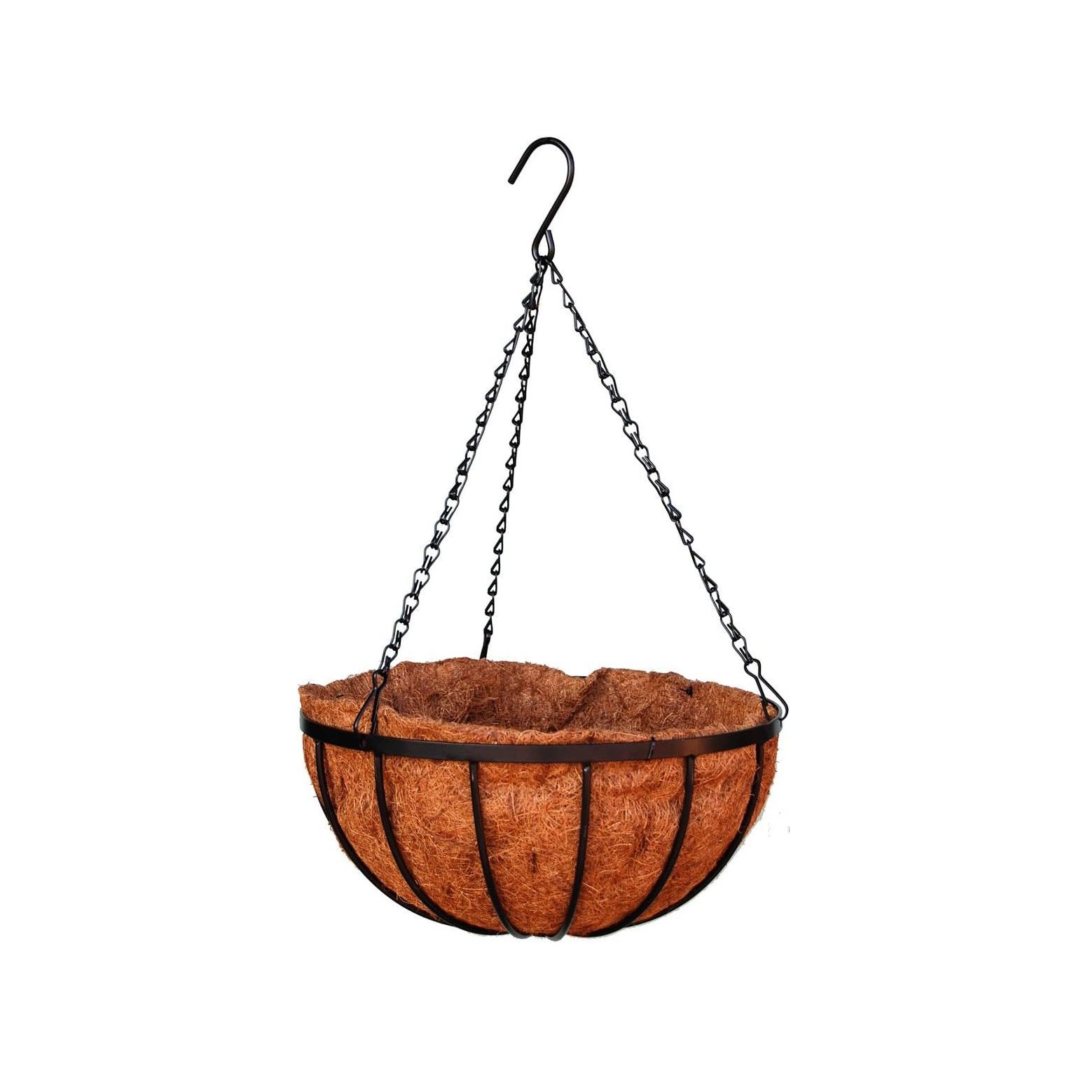 12" Rigid Iron Hanging Basket with Moss Liner