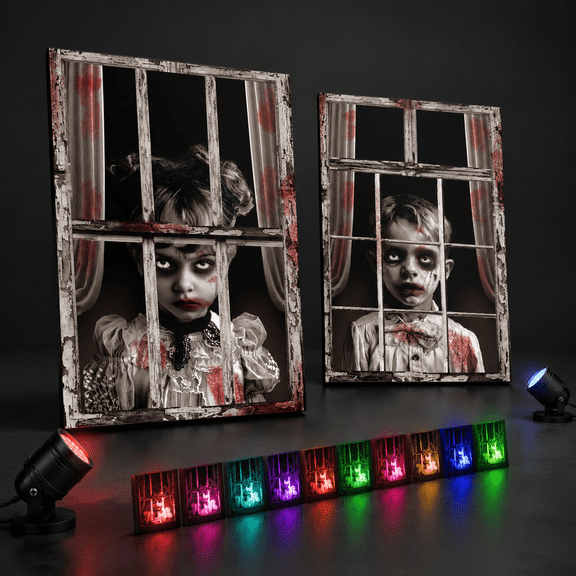 12 Ghost Window Decoration With Spot Lights