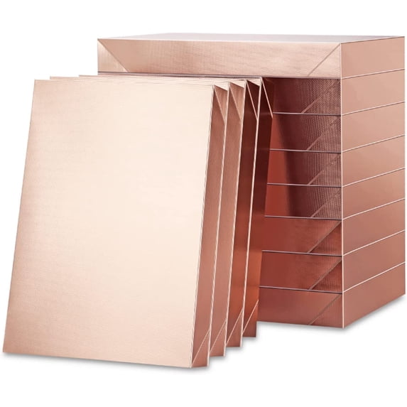 12 Gift Boxes with Lids - 11x8.5x1.5 Inches, Apparel in Glossy Rose Gold Grain Texture