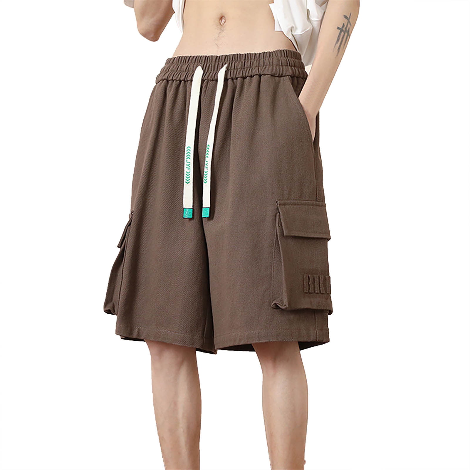 12 Gift Summer Men'S Shorts Elastic Waistband Drawstring Casual Loose