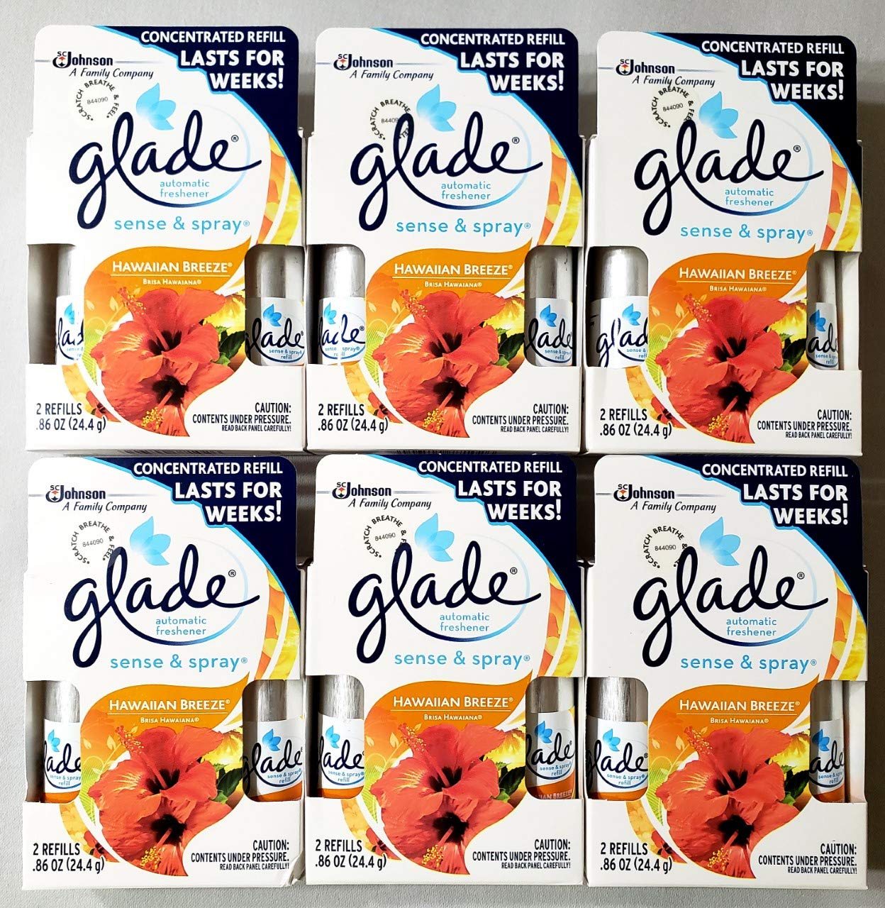 12 Glade Sense & Spray Automatic Refills, Hawaiian Breeze (6 Twin Packs
