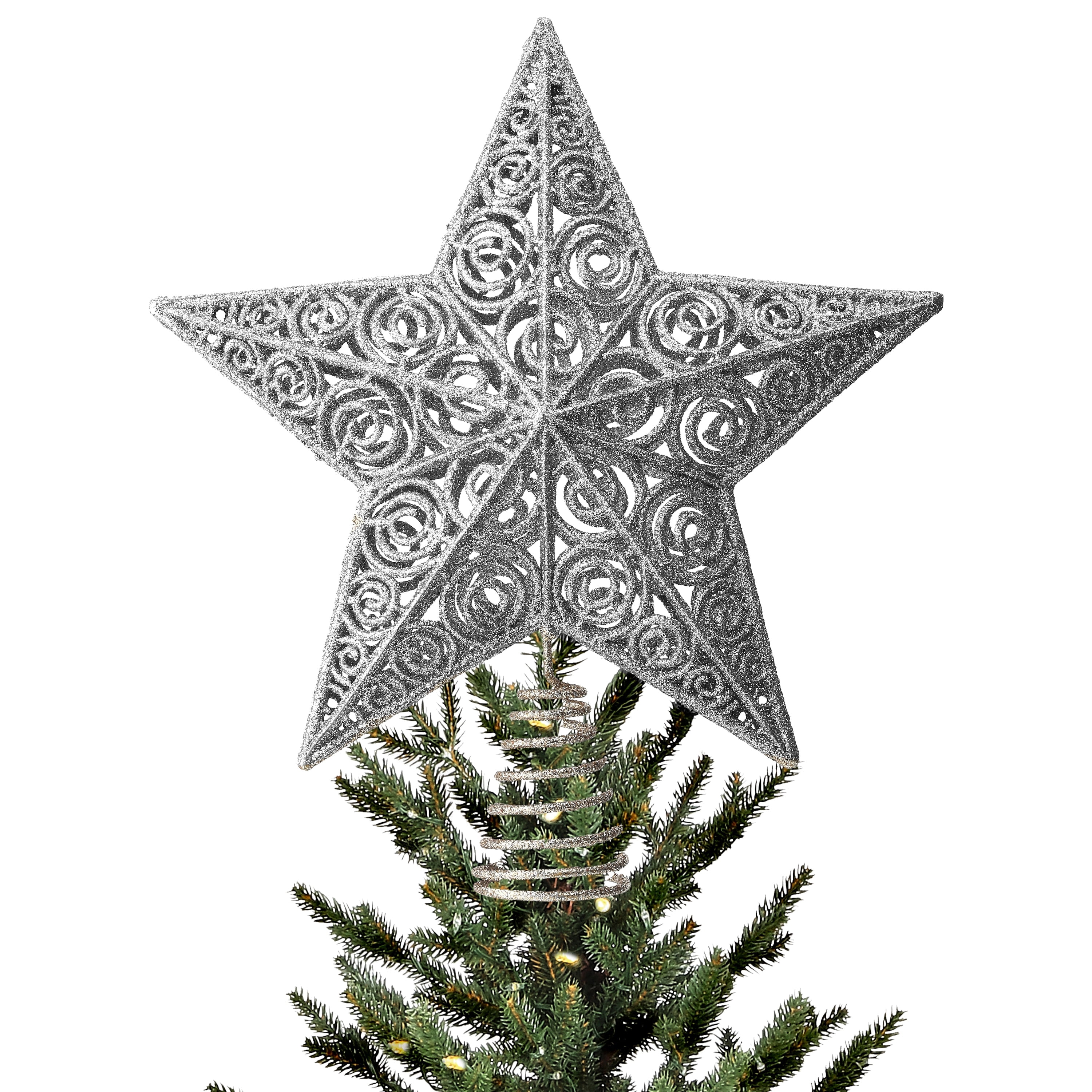 12" Glitter 3D Star Tree Topper - Walmart.com