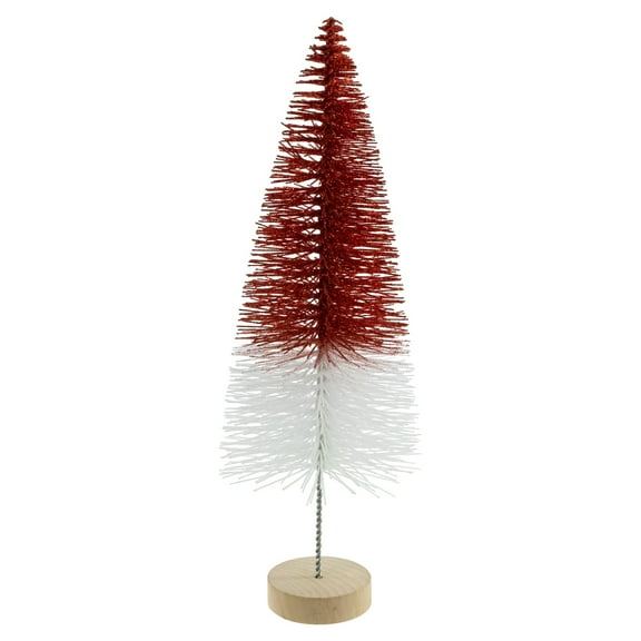 12" Glittered Red and White Sisal Tabletop Christmas Tree