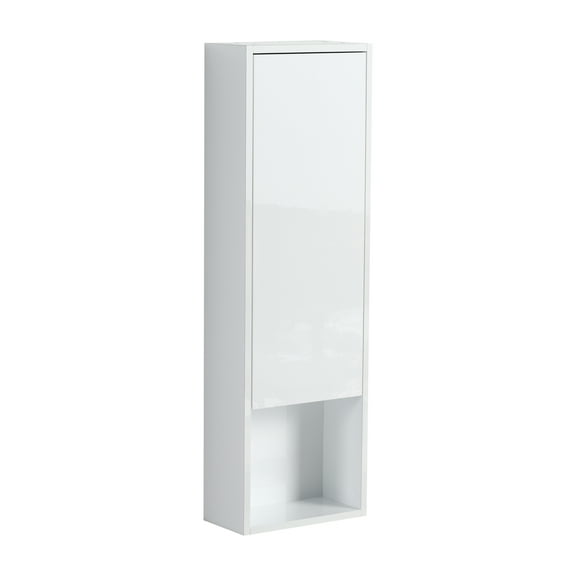 12" Bathroom Wall Cabinet, Soft Close Doors, Float Mounting Design,Glossy White,(KD-Packing)