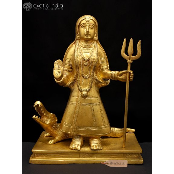 12" Goddess Ganga In Brass | Handmade | Made In India