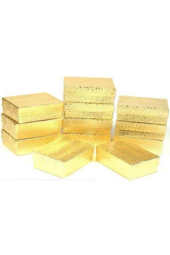 12 Gold Cotton Jewelry Gift Boxes Pocket Watch Displays 3.25"