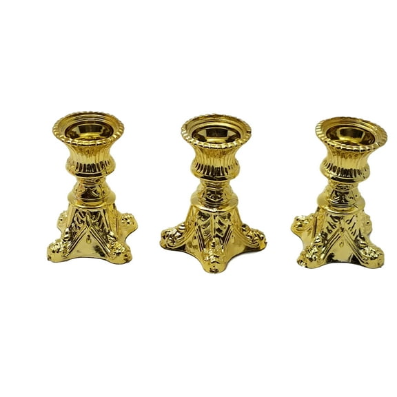 12 Gold Plastic pedestal Acrylic Candle Holders for Taper Candles