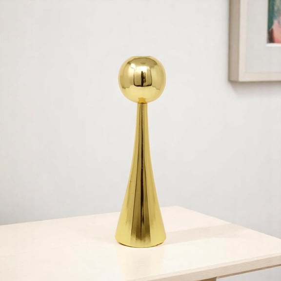 12" Gold Stainless Steel Tabletop Taper Candlestick
