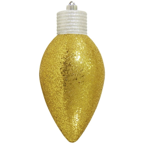 12" Gold and Silver Shatterproof Glitter C9 Light Bulb Christmas Ornament
