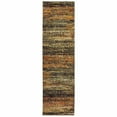 thumbnail image 1 of 12' Gold and Slate Abstract Runner Rug, 1 of 2