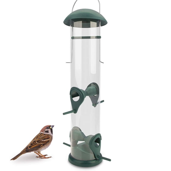 12" Grain Bird Feeder Green with 4 Landing Sites, Bird Feeder, Feeder Column, Grains Wild Birds Feed silo