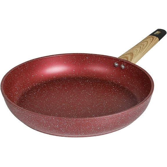 12" Granite Nonstick Frying Pan Omelet Skillet Cookware (Induction Compatible) (Canyon Red)