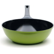12 Green Ceramic Wok by Ozeri, with Smooth Ceramic Non-Stick Coating 100% and Free