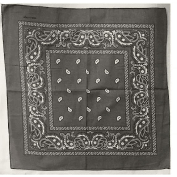 12 Grey Bandana Paisley Head Wrap 100% Cotton 22"X22"