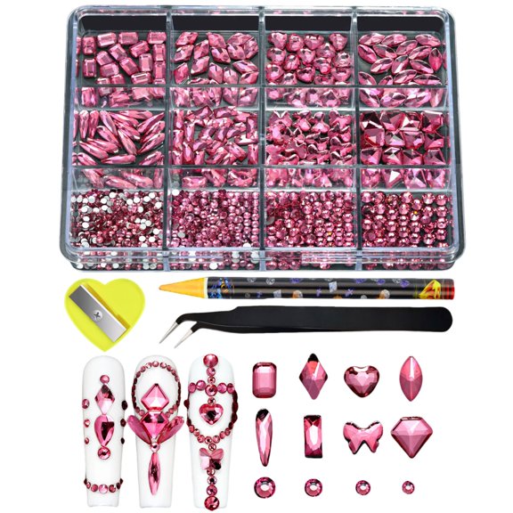 12 Grid Diy Jewelry Making Kit, Mixed Color Glitter Flatback Gemstones with Glue & Tools, Nail Art Decorations, Craft Supply for Phone Case & Accessory Decoration