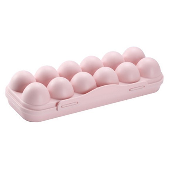 12 Grid Refrigerator Egg Storage Tray – Large Capacity Egg Holder, Collision Proof Container for Fridge, Kitchen Organizer for Eggs，Pink - 30x11x6.5cm