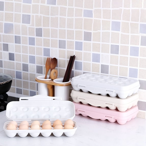12-Grid Reusable Plastic Egg Carton with Lid, Stackable Fridge Egg ...