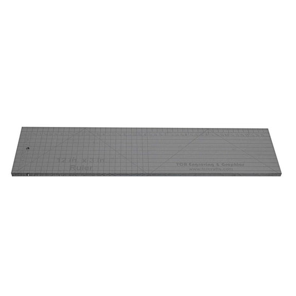 12" Grid Ruler. Acrylic 1/4" -Back Engraved Quilting/Sewing - Imperial