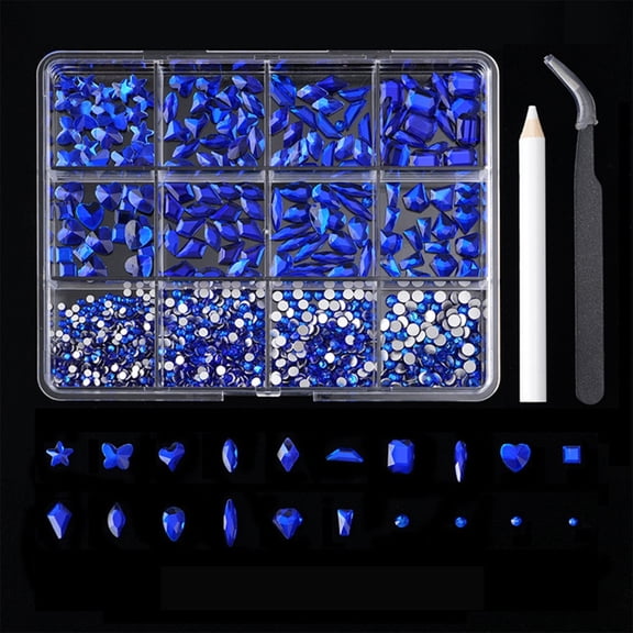 12 Grids Flat Back Nail Charms Gems Nail Crystal Rhinestones Nails Decoration