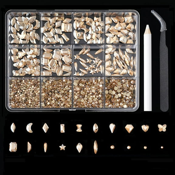 12 Grids Flat Back Nail Charms Gems Nail Crystal Rhinestones Nails Decoration
