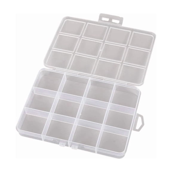 12 Grids Jewelry Organizer, Fixed Clear Plastic Storage Box Earring Tool Small Items Containers