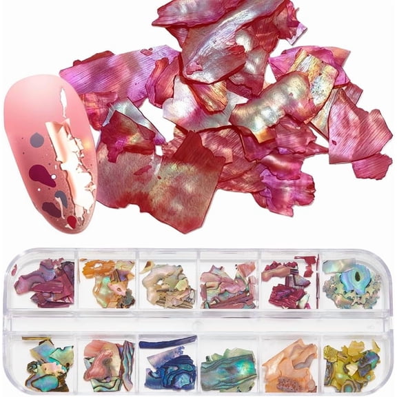 12 Grids Shell Nails Art Holographic Nail Art Flakes Colorful Shiny Irregular DIY Manicure Paillette Accessories Sequins Set for Women Manicure Decoration Colorful DIY