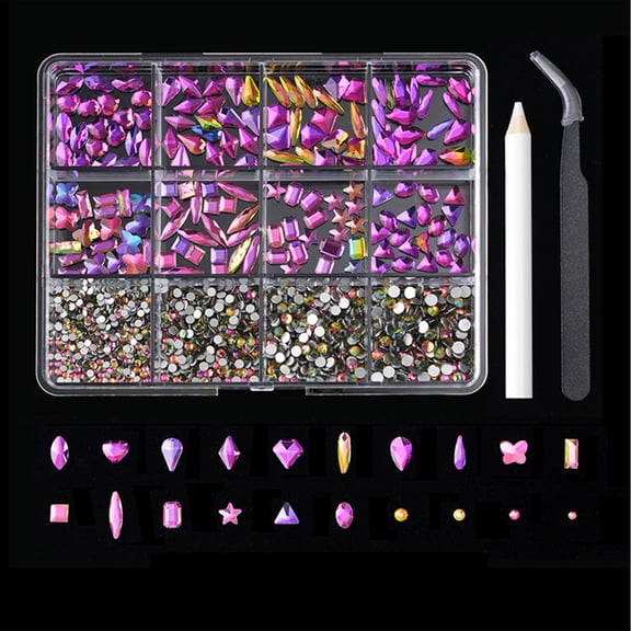 12 Grids Special-Shaped Nails Rhinestones Mix Styles Nails Charm Flatback Rhinestones Crystals Flat Back Stones Charm