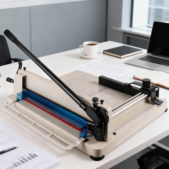 12" Guillotine A4 Paper Cutter, Solid Steel Construction, 400 Sheet Cutting Capacity Rotary Paper Trimmer with Precision Cutting for Various Materials, Ideal for Office Business and Home Use