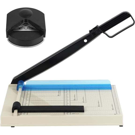 12" Guillotine Paper Cutter, A4 Paper Cutter, Heavy Duty 12-Sheet Capacity Trimmer with Corner Rounder for Cardstock, Photos, Scrapbooking, Crafts, Laminating, Cardboard, Labels & Coupons