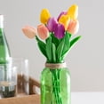 thumbnail image 1 of 12"H Real Feel Tulip 3 Stem Bunch, Purple, Yellow, Pink 3 ASST, 1 of 1