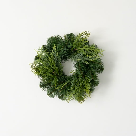 12"H Sullivans Lush Douglas Fir Christmas Mini Wreath, Green