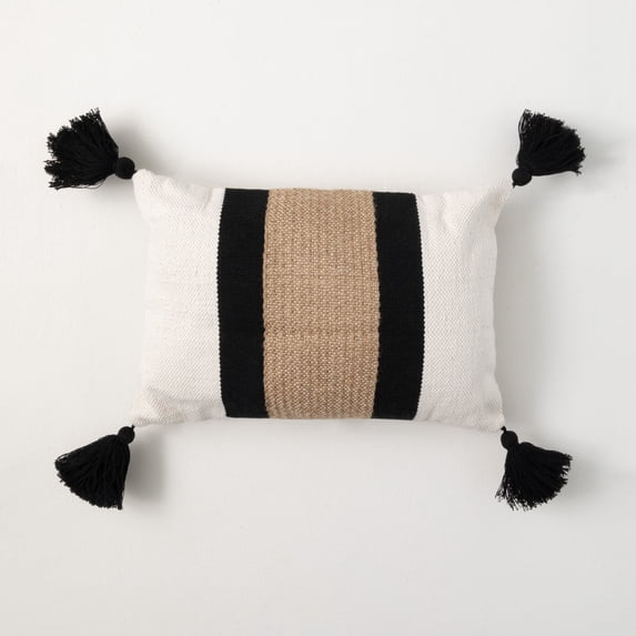 12"H Sullivans Stripe Bolster Tasseled Pillow, Multicolor