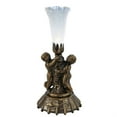 thumbnail image 1 of 12"H Twin Cherub Pond Lily Mini Lamp, 1 of 2