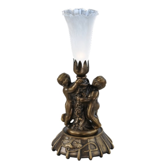 12"H Twin Cherub Pond Lily Mini Lamp