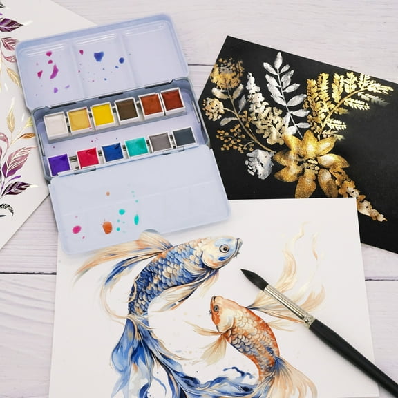 12 Half Pans Metallic Watercolor Set by Artist's Loft - High Quality Watercolor Pigments for Students - Teachers - Artists - 1 Pack