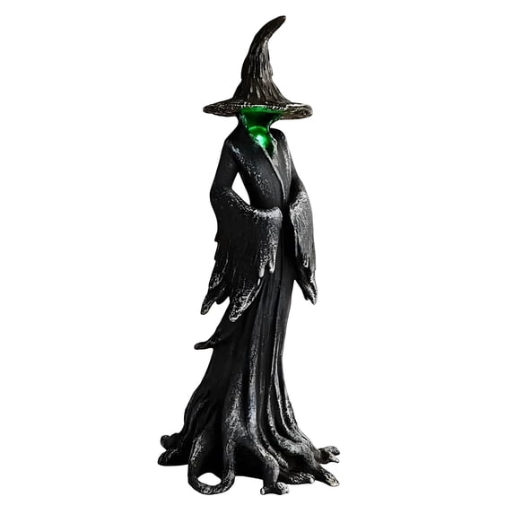 12" Halloween Witch Miniature Figurines Home Decorations, Gothic Black Witch Statues Halloween Decorations, Exquisite Witch Desk Ornaments for Halloween Gifts