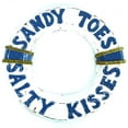 thumbnail image 1 of 12" Hand Carved Lifesaver Buoy Sandy Toes Salty Kisses Cute Sign White Wash, 1 of 1