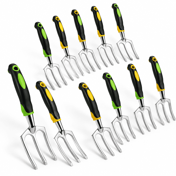 12 Hand Rakes Garden Tool Mini Heavy Duty Cultivator 11 Inch Small Rake Gardening Tiller With Handle For Digging Weeding Loose Soi