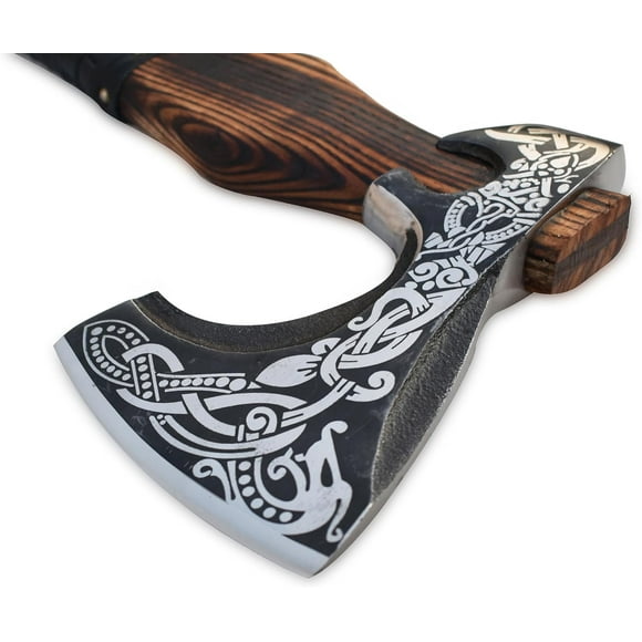 12" Handmade Viking Axe, Medieval Style High Carbon Steel Blade, Silver, Authentic Artisan Craft, Ideal for Collectors & Enthusiasts (GC-AX05)