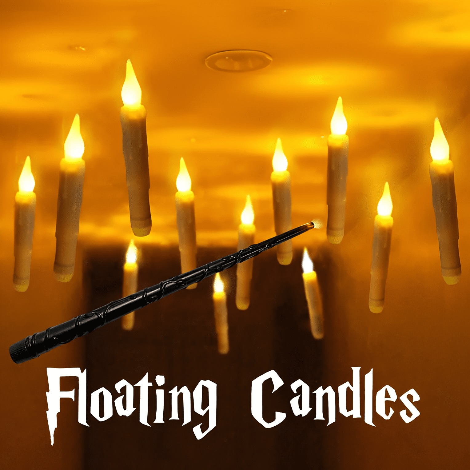 Harry Potter 12 Floating LED Candles with Wand Remote: Party 