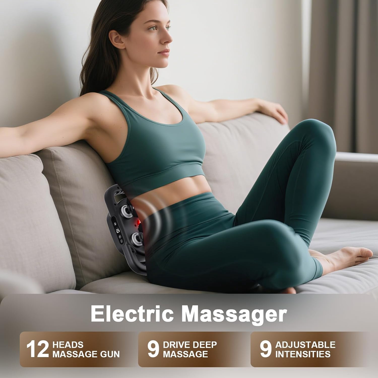 12 Head Massage Gun Deep Tissue with 9 Levels & 9 Modes Electric Percussion Massager for Full Body Muscle Pain Relief