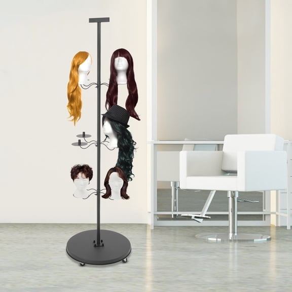 12-Head Wig Display& Storage Rack Holder With High-temperature Baking Paint