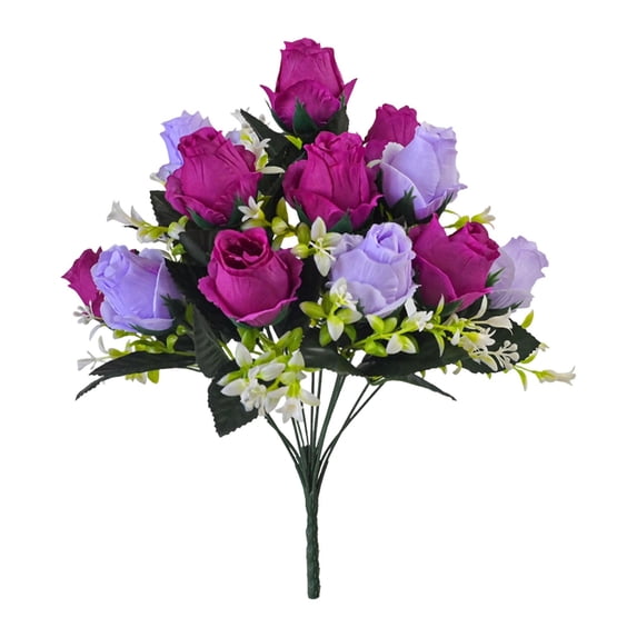 12 Heads Artificial Rose Bouquet, 2 Color Faux Roses with Hydrangea, Realistic Silk Flower Arrangement for Wedding Centerpiece, Vase, Bridal Decor, and Home Table Decoration,1pc