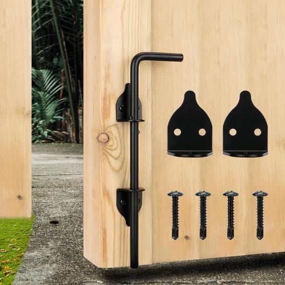 12" Heavy Duty Cane Bolt Gate Drop Rod-Steel Gate Ground Latch Designed for Wood Metal Vinyl Gates or Double Doors Fence Applications