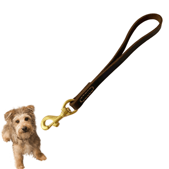 12" Heavy Duty Dog Leash Short Leather Leash with 3/4 inch Wide,Good Service Dog Leather Leash